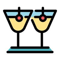 Two cocktail glasses standing on a table, celebrating with style vector