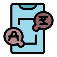 Smartphone translating different languages using chat bubbles with letters vector