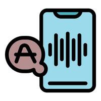 Smartphone playing audio track with automatic speech recognition software generating text vector