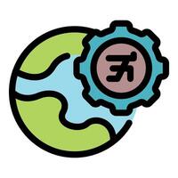 Global cryptocurrency management and financial technology gear integration vector