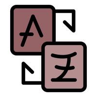 Language translation software converting english letter a to japanese character vector