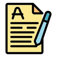 Digital test paper with pen and grade a symbol being written vector