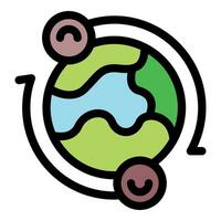 International roaming connecting world with phone receivers and circular arrow vector
