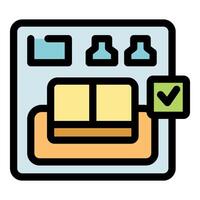 Smart home app showing successful furniture installation with augmented reality vector