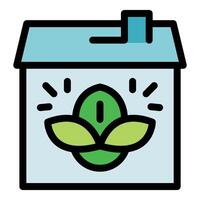 Eco house showing green sprout with glowing light rays vector