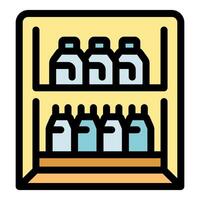 Refrigerator storing bottles of milk and dairy products vector