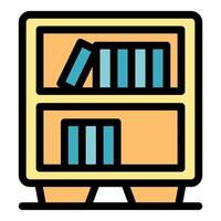 Bookshelf holding books in organized manner for easy access vector