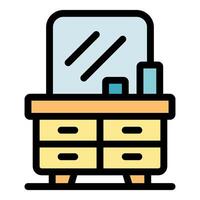 Dressing table with mirror and cosmetics symbolizing morning routine vector