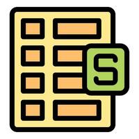 Spreadsheet software saving document file with s letter icon vector