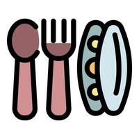 Baby food with spoon and fork representing healthy eating for infants vector