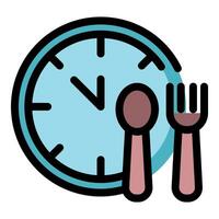 Clock showing lunchtime with fork and spoon vector