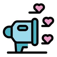 Megaphone spreading love, expressing affection through public announcement vector