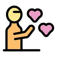 Person showing love and affection with floating hearts vector