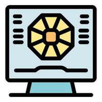 Computer showing semiconductor chip design being developed vector