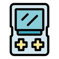 Portable videogame console showing loading screen with plus sign buttons vector