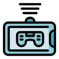Streaming game console connecting wirelessly with gamepad controller vector