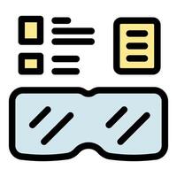 Virtual reality glasses displaying interactive menu and settings options vector
