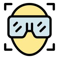 Face recognition technology identifying person wearing smart glasses vector