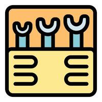Mechanic tools wrenches organizing in toolbox keeping workshop tidy vector