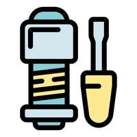 Replacing coil in electronic cigarette atomizer with screwdriver, vaping maintenance vector