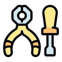Pliers and screwdriver representing hardware and repairing vector