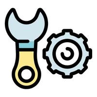 Wrench and gear symbolizing mechanical work and engineering vector