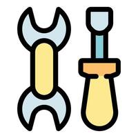 Wrench and screwdriver representing mechanical tools and repairing vector