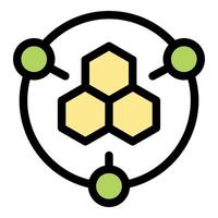 Blockchain technology connecting hexagonal cells in a network vector