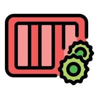 Server rack configuration and maintenance with gears rotating, symbolizing optimization and customization vector