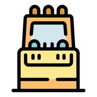 Mining truck showing headlights and cabin windows vector