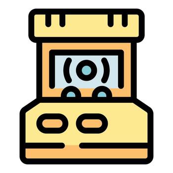 arcada máquina mostrando Moviente objetivo y dos botones para jugando vector