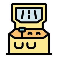 Retro arcade game console displaying gaming interface vector