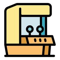 Retro arcade game machine with joysticks and buttons, pixel art style vector