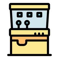 Retro arcade machine displaying gaming interface with joysticks and buttons vector