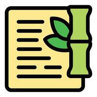Bamboo stalk and leaves decorating a paper sheet representing eco friendly practices vector