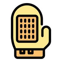Kitchen glove with waffle iron pattern ensuring safety and preventing burns while cooking vector