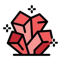Sparkling red crystal cluster growing with geometric facets vector