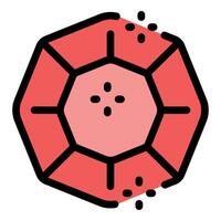 Red crystal gemstone shining brightly, octagonal cut and sparkling facets vector