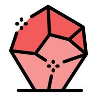 Sparkling red crystal structure shining brightly on white background vector