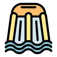 Inflatable water slide landing in refreshing pool for summer fun vector