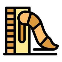 Playground slide extending from wooden structure, promoting childhood fun vector