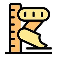 Robotic leg measuring height with ruler icon vector