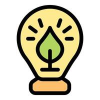 Light bulb with glowing green leaf symbolizing eco friendly innovation vector