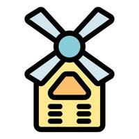 Yellow windmill rotating and generating clean energy vector