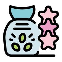Seed pack showing quality with three stars icon vector