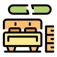 Comfortable double bed with nightstand and air conditioning providing a relaxing atmosphere vector