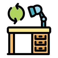 Desk lamp and recycling symbol representing eco friendly workspace vector
