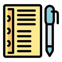 Notebook and pen representing planning and writing activities vector