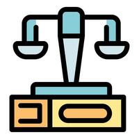 Balanced scale symbolizing justice and equality in legal proceedings vector