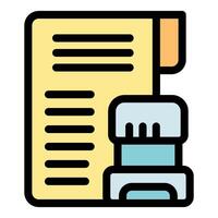 Notary public stamping document certifying signature legality vector